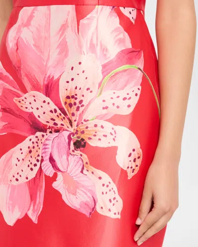 Milly Ciara Placed Floral Strapless Faille Column Gown In Multi