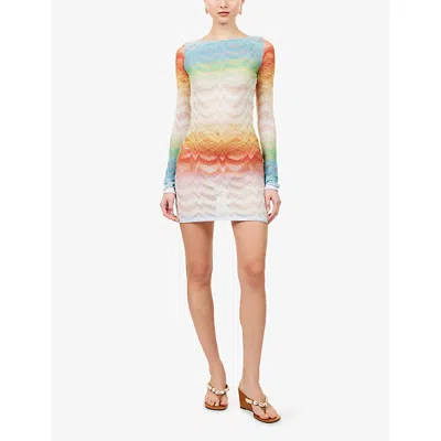 Missoni Womens Multicolor Gradient Raschel-knit Mini Dress