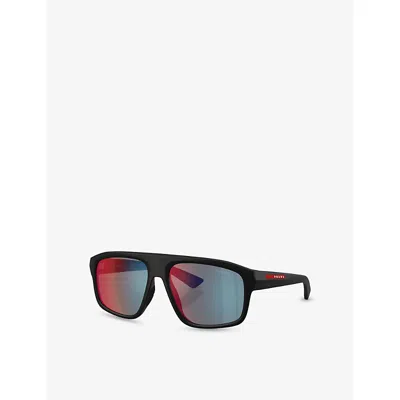 Prada Womens Black Ps B02s Irregular-frame Injected Sunglasses In Black