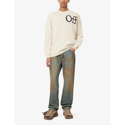 Off-white Bookish Shared Knit Crewneck Sweater With Jacquard Logo In Pink