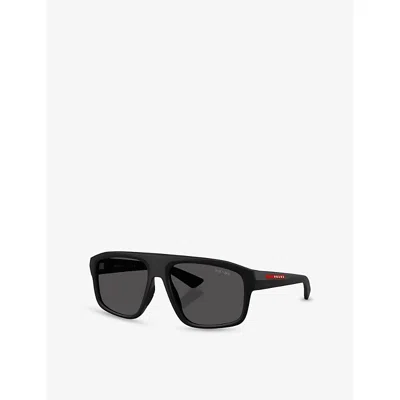 Prada Womens Black Ps B02s Irregular-frame Injected Sunglasses In Black