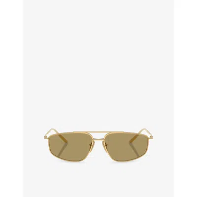 Prada Womens Gold Pr C51s Pillow-frame Metal Sunglasses In Gold
