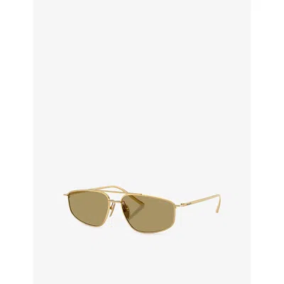 Prada Womens Gold Pr C51s Pillow-frame Metal Sunglasses In Gold