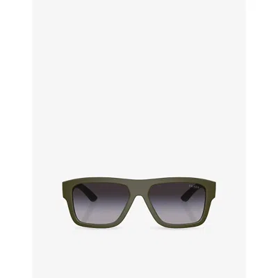 Prada Womens Green Ps 04zs Square-frame Acetate Sunglasses In Green