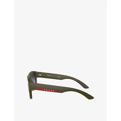 Prada Womens Green Ps 04zs Square-frame Acetate Sunglasses In Green