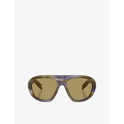 Prada Womens Brown Pr C05s Irregular-frame Acetate Sunglasses In Brown