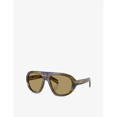 Prada Womens Brown Pr C05s Irregular-frame Acetate Sunglasses In Brown