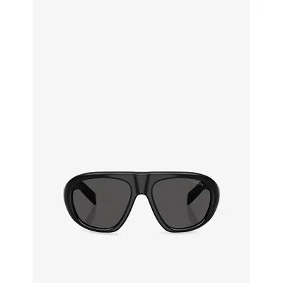 Prada Womens Black Pr C05s Irregular-frame Acetate Sunglasses In Black