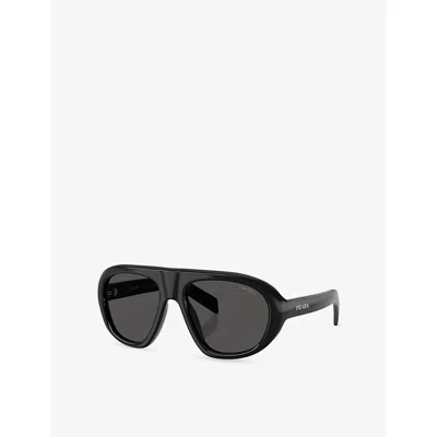 Prada Womens Black Pr C05s Irregular-frame Acetate Sunglasses In Black