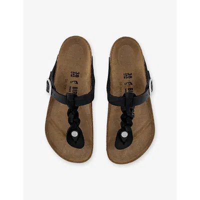 Birkenstock Gizeh Flower 1026693 Sandals Women Black Leather Thong Gal1567