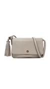 Elizabeth And James 'cynnie' Flap Front Leather Crossbody Bag In Dove Grey