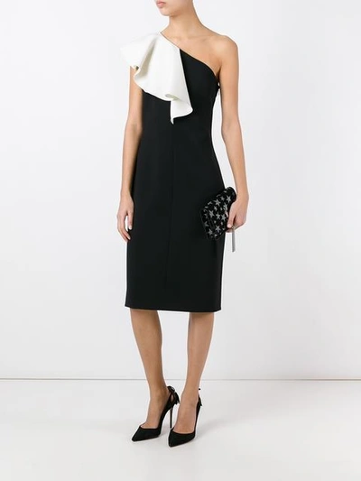 Shop Saint Laurent Monochrome Ruffle Trim Dress