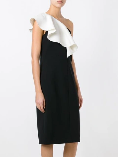 Shop Saint Laurent Monochrome Ruffle Trim Dress