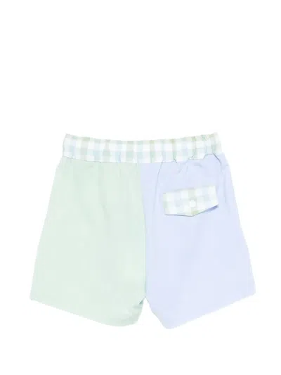 Patachou Patchwork Gingham Shorts In Blue