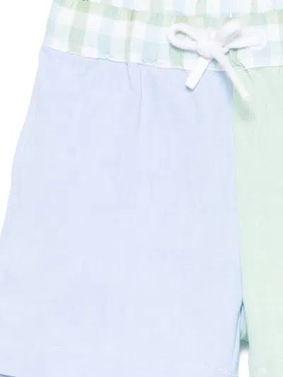 Patachou Patchwork Gingham Shorts In Blue