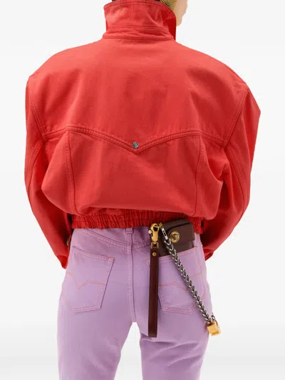 Versace Oversized Denim Blouson In Red
