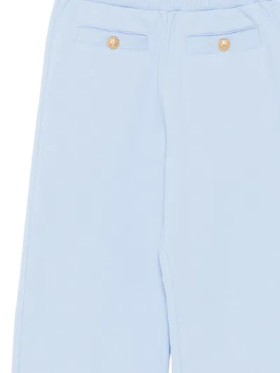 Balmain Logo Button Trousers In Blue