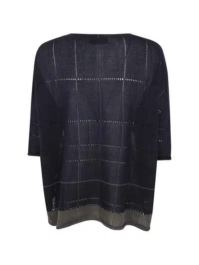 Y's Grid Button Cardigan In Blue
