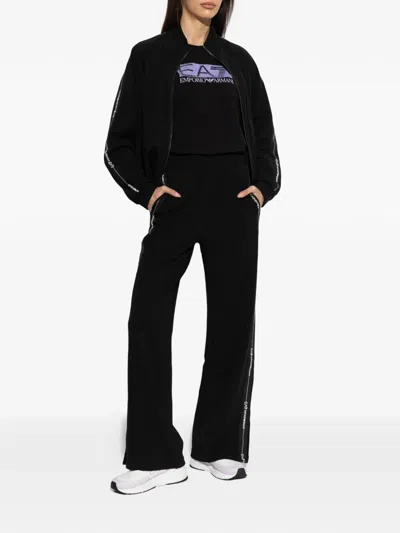 Ea7 Sequin-logo T-shirt In Black