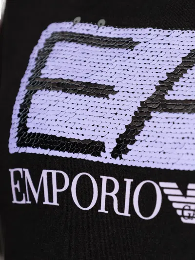 Ea7 Sequin-logo T-shirt In Black