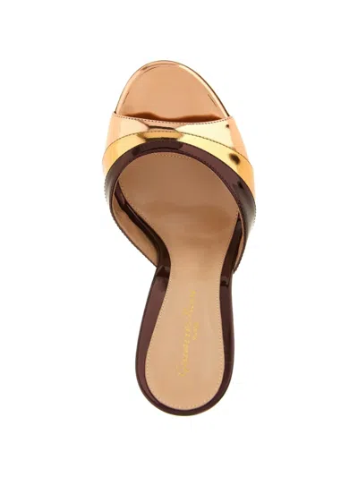 Gianvito Rossi Metallic Finish Stiletto Heel Open Back Mules In Brown