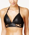 KENNETH COLE Kenneth Cole After Midnight Metallic Strappy Push-Up Halter Bikini Top