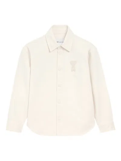 Ami Alexandre Mattiussi Men & Apos;s Crochet Ami De Coeur White Denim Overshirt