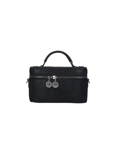 Stella Mccartney Womens Black Falabella Shaggy Woven Vanity Case In Black