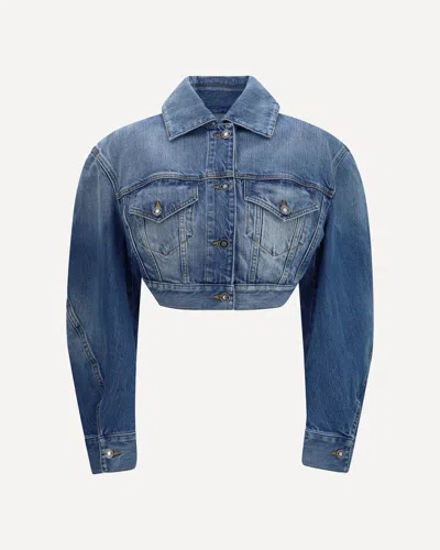 Givenchy Open-back Cotton Cropped Jacket In Blue