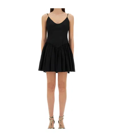 Staud Dena Cotton Poplin Minidress In Black