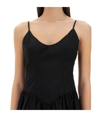 Staud Dena Cotton Poplin Minidress In Black