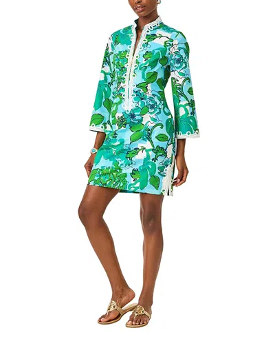 Lilly Pulitzer Shealyn 3/4 Sleeve Stretch Cotton Dress In Blue