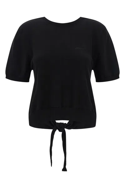Ganni Black Bare Back Sweater In Black