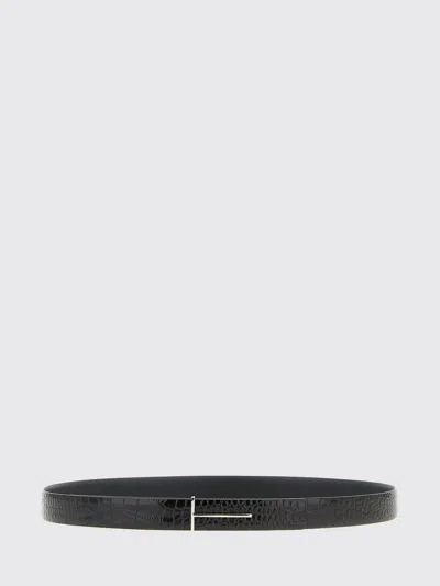 Tom Ford Reversible Python-print Buckle Belt In Black