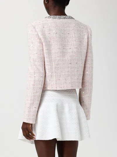 Self-portrait Sequin Boucle Loop Mini Jacket In Pink