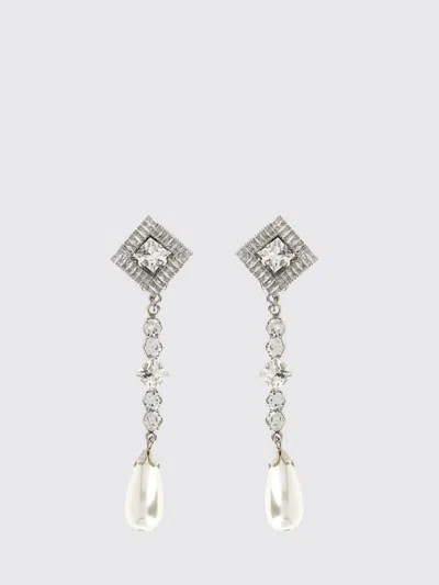 Alessandra Rich Mini Embellished Metal Earrings 10.5 Cm X 2.5 Cm In Silver