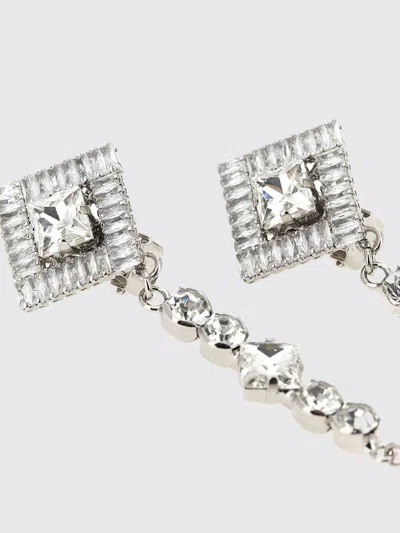 Alessandra Rich Mini Embellished Metal Earrings 10.5 Cm X 2.5 Cm In Silver