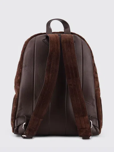 Orciani Suede Backpack Featuring Woven Texture Design In Brown