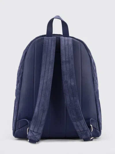 Orciani Suede Backpack Woven Texture Leather Handle In Blue