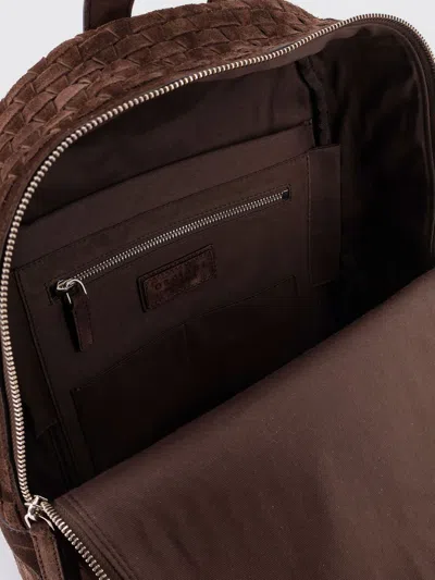 Orciani Suede Backpack Featuring Woven Texture Design In Brown