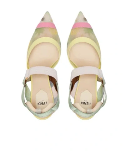 Fendi Multicoloured Mesh High-heeled Slingbacks In Multi