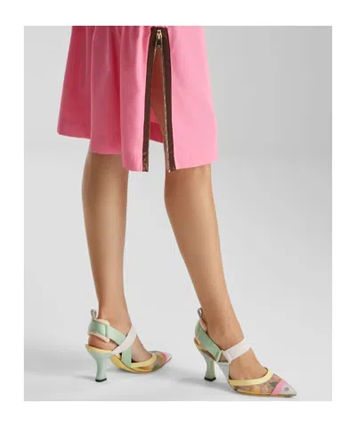Fendi Multicoloured Mesh High-heeled Slingbacks In Multi
