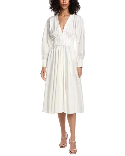 Alexis Viro Gathered Cotton-blend Midi Dress In White