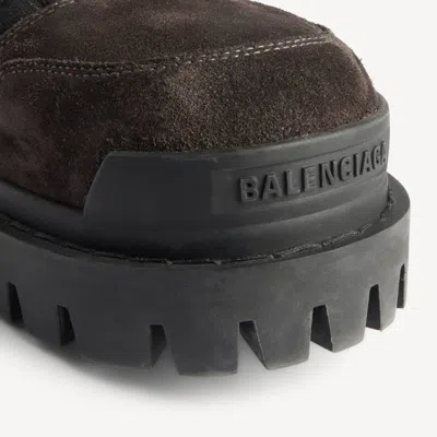 Balenciaga Slate Suede And Canvas Combat Ankle Boots In Brown