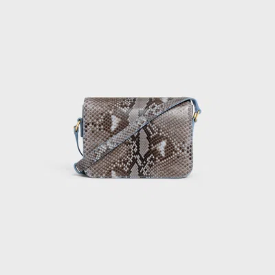 Celine Teen Triomphe Bag In Python Patchwork In Gray