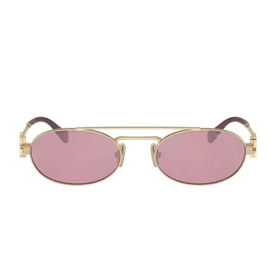 Miu Miu 0mu 54zs Vintage Oval Gold Metal Sunglasses In Pink