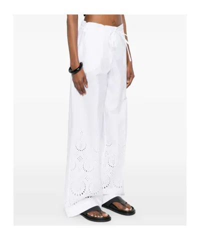 P.a.r.o.s.h Eyelet Drawstring Trousers In White