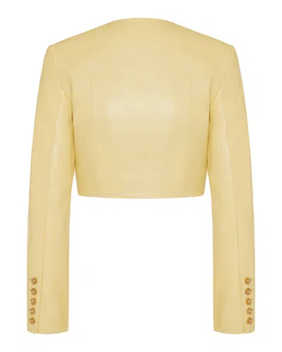 Balmain Button Front Jacket In Yellow