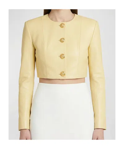 Balmain Button Front Jacket In Yellow