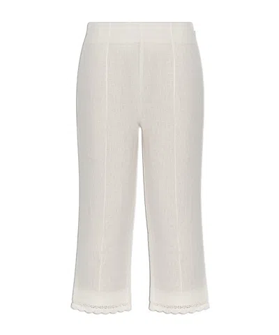 Posse Effi Capri Crocheted Lace-trimmed Linen Slim-leg Pants In White